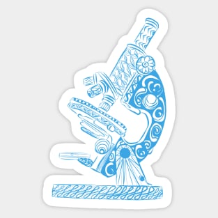 Scientific Microscope Line Drawing (Light Blue) Sticker